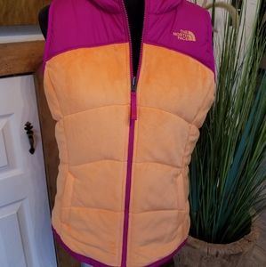 North Face Pink Orange Reversible Down Vest M
